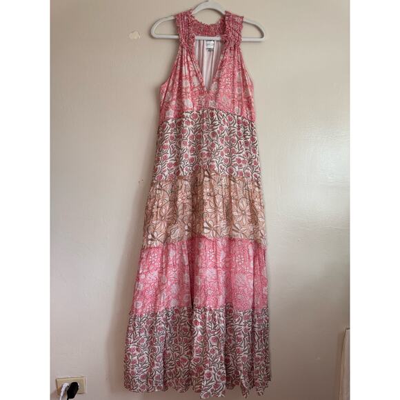SAYLOR pink tiered midi Women's Aaryn  Dress size M - Picture 7 of 13